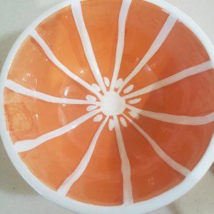 Vintage WCL Orange Ceramic Fruit Bowls - Simulated Orange Slice & Peel - Six (6)